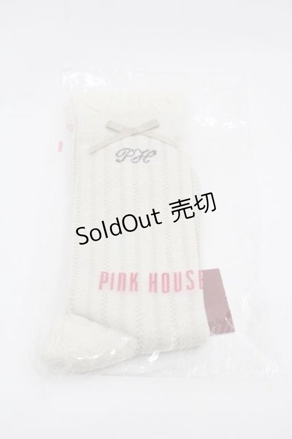 画像1: PINK HOUSE / ロゴリボンフリルソックス  白 I-25-09-15-118-LO-ZA-HD-ZI (1)