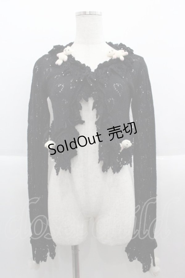 画像1: Angelic Pretty / くまちゃん編みぐるみニットボレロ  黒Ｘ白 I-25-09-15-014-AP-TO-HD-ZI (1)