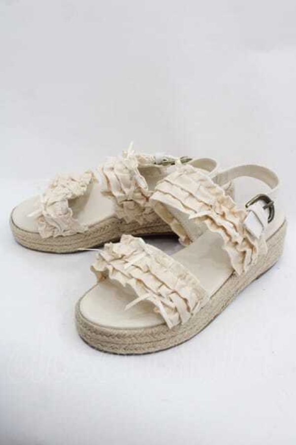 画像1: PINK HOUSE / フリルサンダル 3(M) アイボリー I-25-09-15-123-LO-SH-HD-ZI (1)