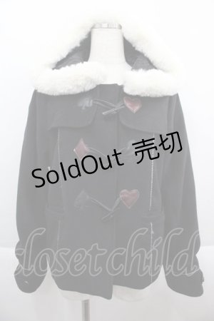 画像: axes femme kawaii / トランプボタンフードショートコート  黒Ｘ白 I-25-09-15-019-AX-CO-HD-ZI