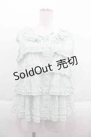 画像: PINK HOUSE / ローンフリル段々ブラウス  ミント I-25-09-15-003-LO-TO-HD-ZI