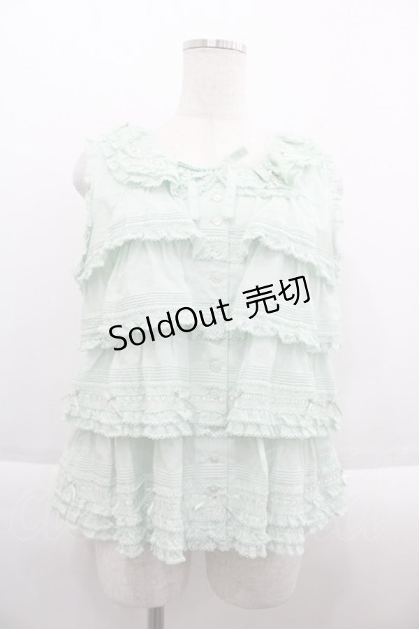 画像1: PINK HOUSE / ローンフリル段々ブラウス  ミント I-25-09-15-003-LO-TO-HD-ZI (1)