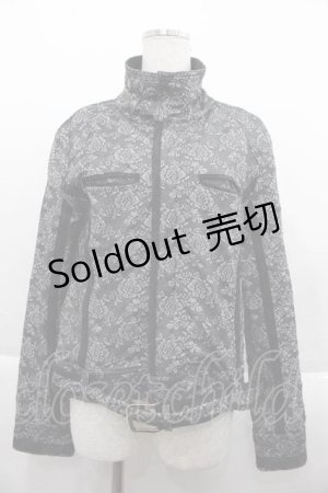 画像: NAOTO SEVEN / 薔薇デニム立ち襟ジャケット  ブラック I-25-09-18-005-HN-JA-HD-ZI