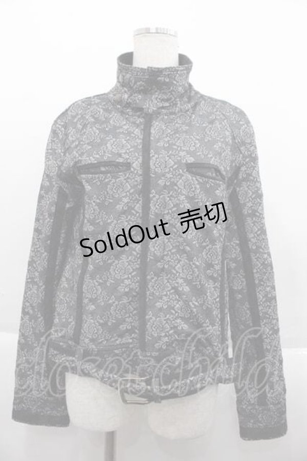 画像1: NAOTO SEVEN / 薔薇デニム立ち襟ジャケット  ブラック I-25-09-18-005-HN-JA-HD-ZI (1)