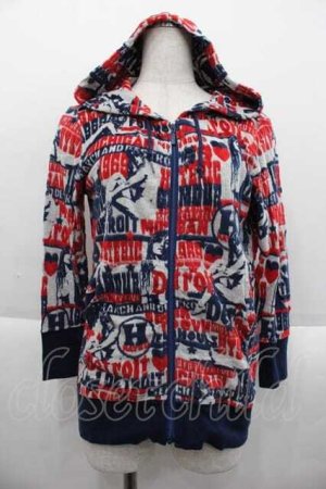 画像: HYSTERIC GLAMOUR / THE KILLCITY 総柄パーカー  レッド×ブルー I-25-09-18-048-PU-TO-HD-ZI