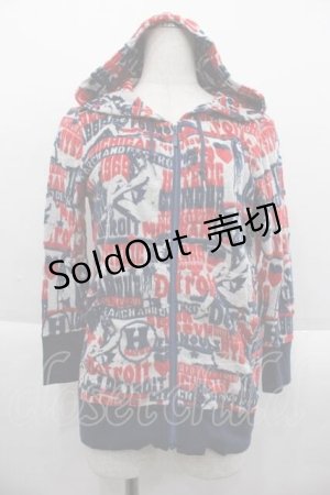 画像: HYSTERIC GLAMOUR / THE KILLCITY 総柄パーカー  レッド×ブルー I-25-09-18-048-PU-TO-HD-ZI
