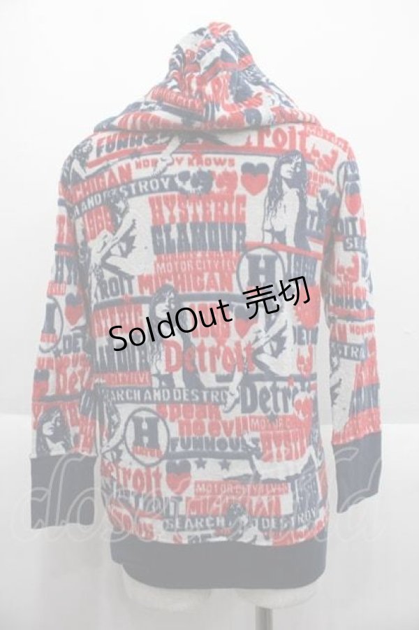 画像2: HYSTERIC GLAMOUR / THE KILLCITY 総柄パーカー  レッド×ブルー I-25-09-18-048-PU-TO-HD-ZI (2)