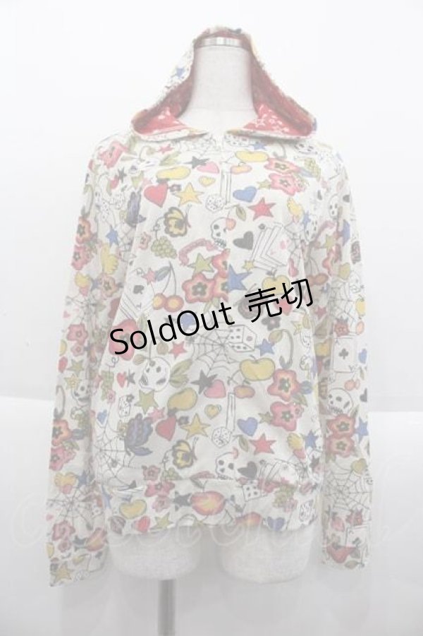 画像1: Candy Stripper / 総柄ジップアップパーカー  アイボリー I-25-09-18-049-PU-TO-HD-ZI (1)