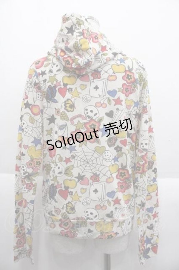 画像2: Candy Stripper / 総柄ジップアップパーカー  アイボリー I-25-09-18-049-PU-TO-HD-ZI (2)