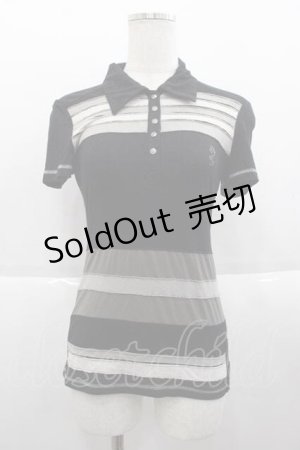 画像: Ozz Croce / ボーダーデザインスナップ半袖ポロシャツ  黒Ｘ白Ｘグレー I-25-09-18-057-OO-TO-HD-ZI