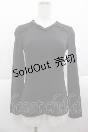 画像: Ozz On / 袖プリントチャイナトップス  黒Ｘグレー I-25-09-18-058-OO-TO-HD-ZI