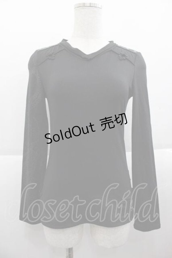 画像1: Ozz On / 袖プリントチャイナトップス  黒Ｘグレー I-25-09-18-058-OO-TO-HD-ZI (1)