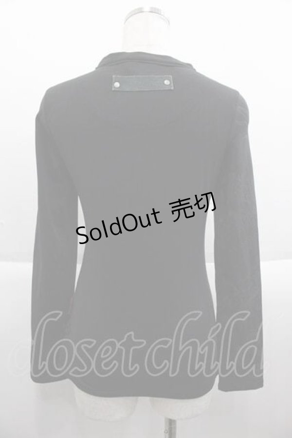 画像2: Ozz On / 袖プリントチャイナトップス  黒Ｘグレー I-25-09-18-058-OO-TO-HD-ZI (2)