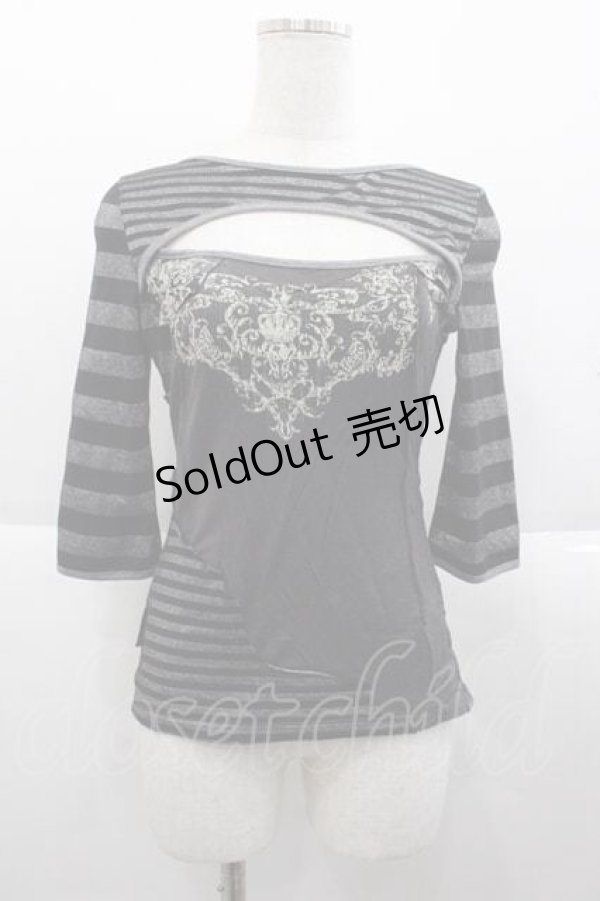 画像1: OZZ ANGELO / ラメボーダーハイネックトップス  黒Ｘシルバーラメ I-25-09-18-060-OO-TO-HD-ZI (1)