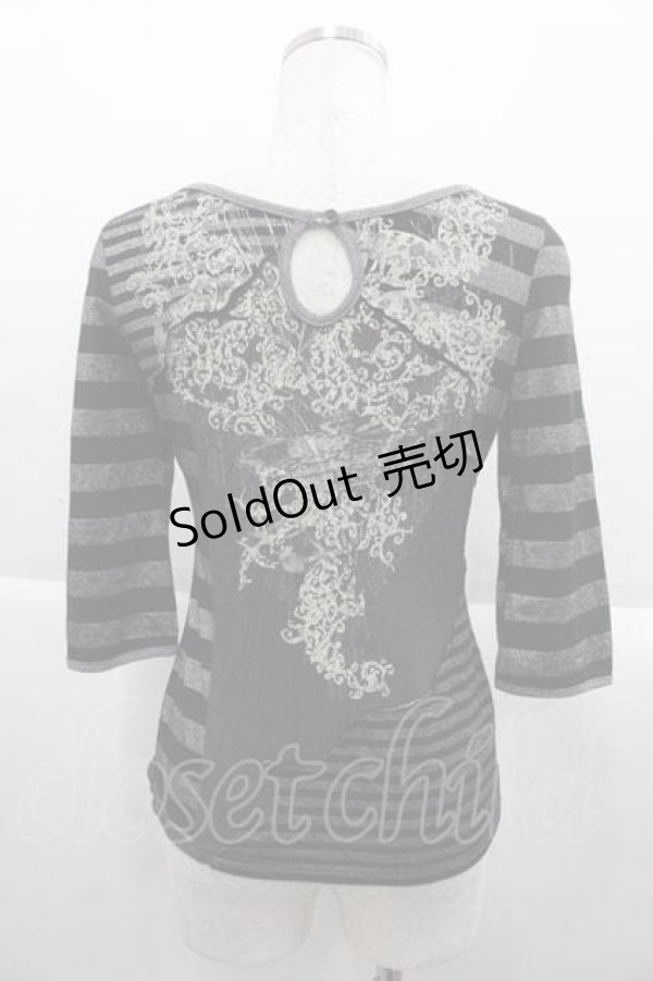 画像2: OZZ ANGELO / ラメボーダーハイネックトップス  黒Ｘシルバーラメ I-25-09-18-060-OO-TO-HD-ZI (2)