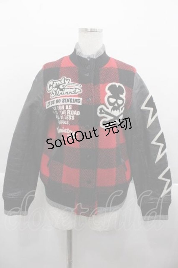 画像1: Candy Stripper / チェックスタジャン  レッド I-25-09-18-007-PU-JA-HD-ZI (1)