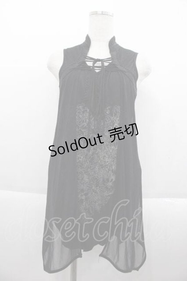 画像1: Rozen Kavalier / ハートローズプリントチュール重ねノースリーブトップス  黒 I-25-09-18-068-OO-TO-HD-ZI (1)