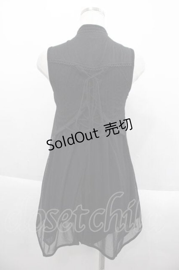 画像2: Rozen Kavalier / ハートローズプリントチュール重ねノースリーブトップス  黒 I-25-09-18-068-OO-TO-HD-ZI (2)