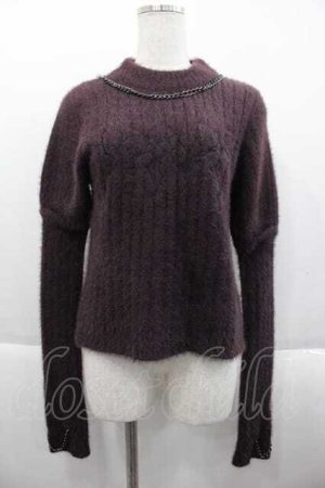 画像: NOEMIE / チェーン付き4wayフェザー刺繍ニット M パープル I-25-09-18-069-LO-TO-HD-ZI