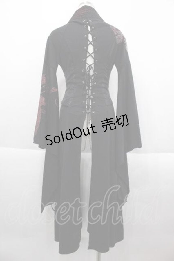 画像2: Qutie Frash / 龍柄着物袖コルセットデザインロングカーディガン  黒Ｘ赤 I-25-09-18-072-QU-TO-HD-ZI (2)