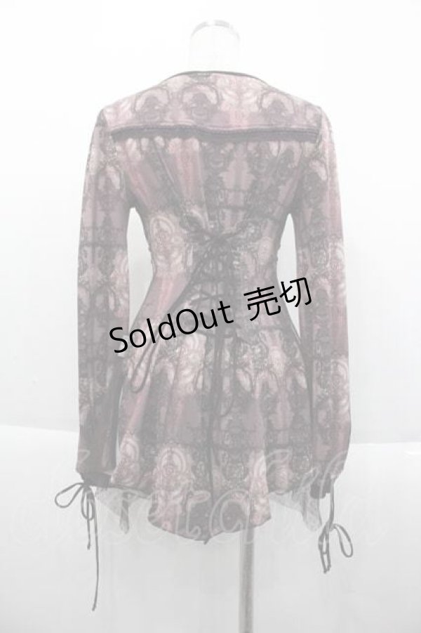 画像2: OZZ ANGELO / 総柄チュール重ね長袖トップス  ブラウン I-25-09-18-075-OO-TO-HD-ZI (2)