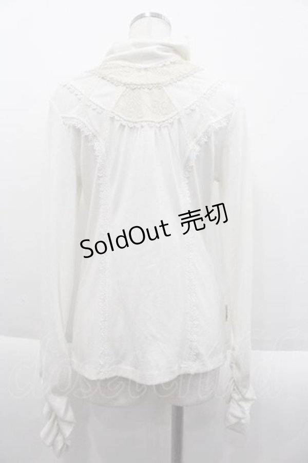 画像2: OZZ ANGELO / ハイネックレースデザインカットソー  白 I-25-09-18-078-OO-TO-HD-ZI (2)