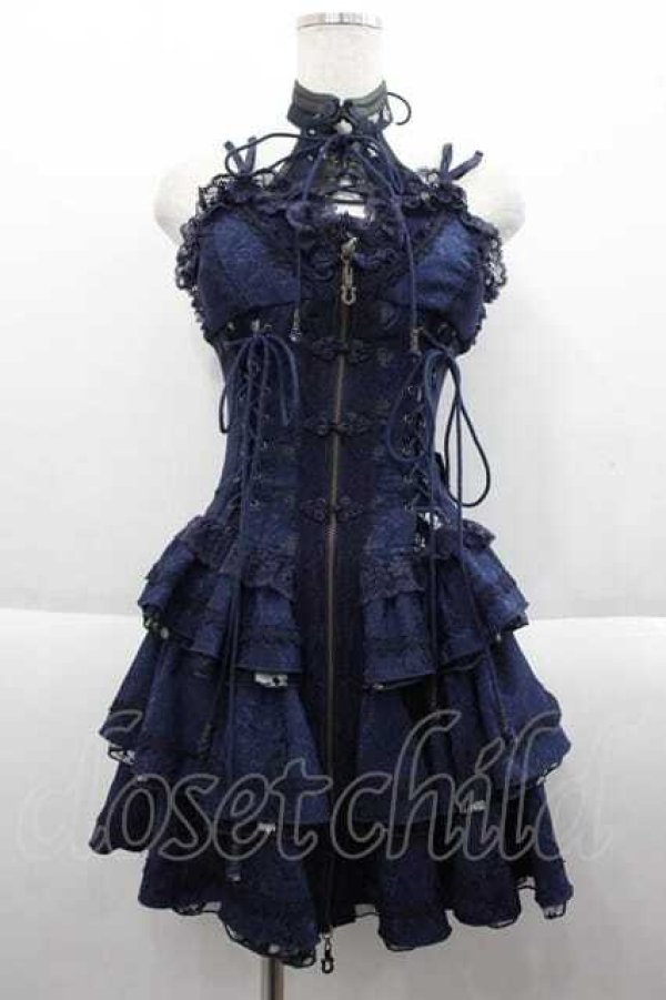 画像1: Ozz oneste /花鳥龍月ビスチェワンピース  ネイビー I-25-09-18-083-OO-OP-HD-ZI (1)