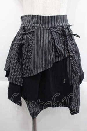 画像: Ozz Croce / ストライプ編み下げ変形スカート  黒Ｘ白 I-25-09-18-102-OO-SK-HD-ZI