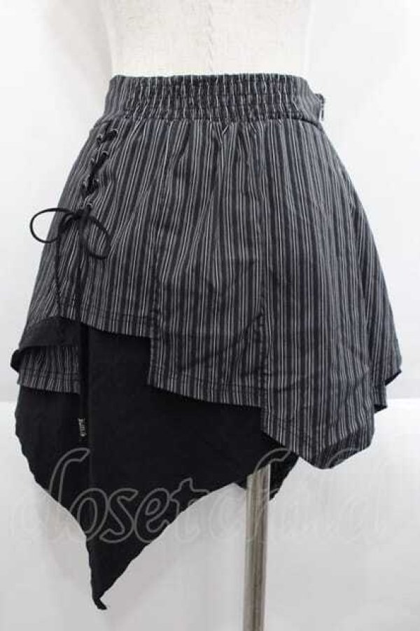 画像2: Ozz Croce / ストライプ編み下げ変形スカート  黒Ｘ白 I-25-09-18-102-OO-SK-HD-ZI (2)