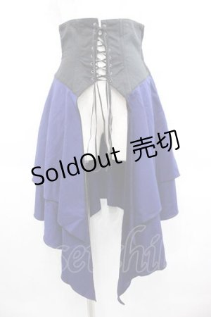 画像: BPN / 編み上げコルセットオーバースカート  黒Ｘ青 I-25-09-18-106-GO-SK-HD-ZI