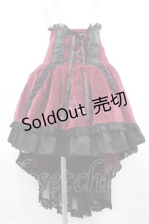 画像: FRILL / 蝶&薔薇刺繍コルセットフリルスカート  ボルドー I-25-09-18-108-HN-SK-HD-ZI