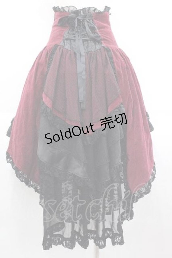 画像2: FRILL / 蝶&薔薇刺繍コルセットフリルスカート  ボルドー I-25-09-18-108-HN-SK-HD-ZI (2)