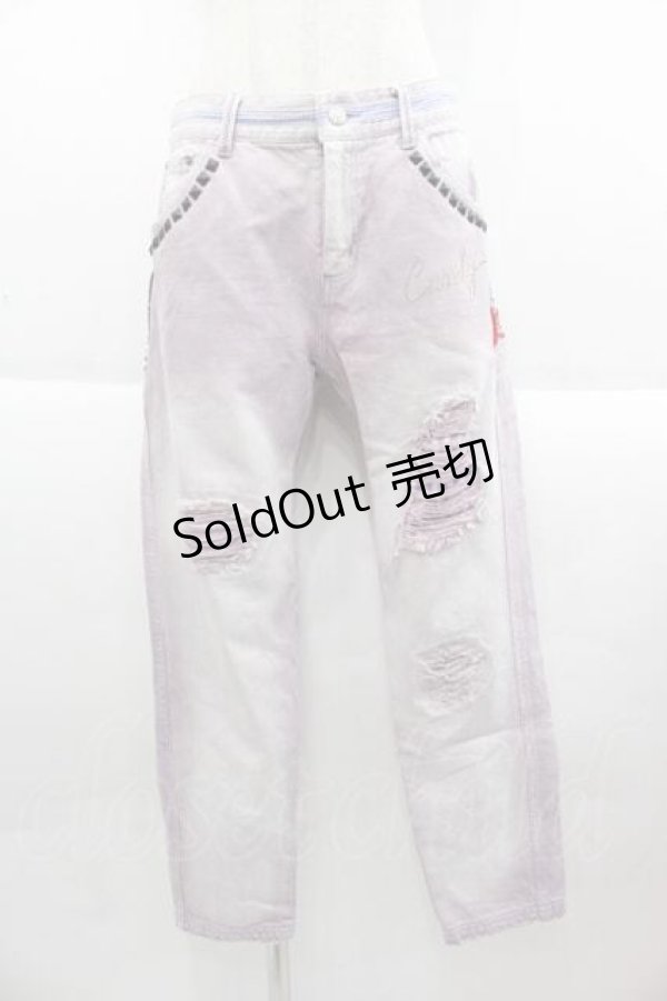 画像1: Candy Stripper / 刺繍カスタムデニムパンツ 1 ラベンダー I-25-09-18-121-PU-PA-HD-ZI (1)