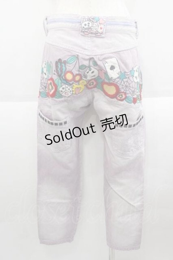画像2: Candy Stripper / 刺繍カスタムデニムパンツ 1 ラベンダー I-25-09-18-121-PU-PA-HD-ZI (2)
