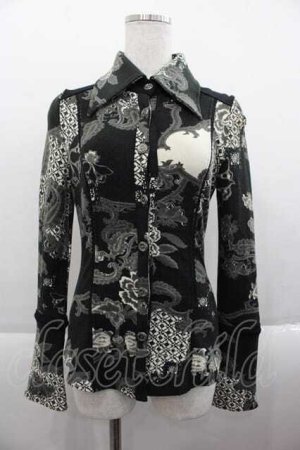 画像: Ozz On / ペイズリー総柄シャツ  黒ＸグレーＸ白 I-25-09-18-024-OO-BL-HD-ZI