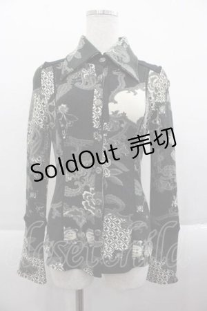 画像: Ozz On / ペイズリー総柄シャツ  黒ＸグレーＸ白 I-25-09-18-024-OO-BL-HD-ZI