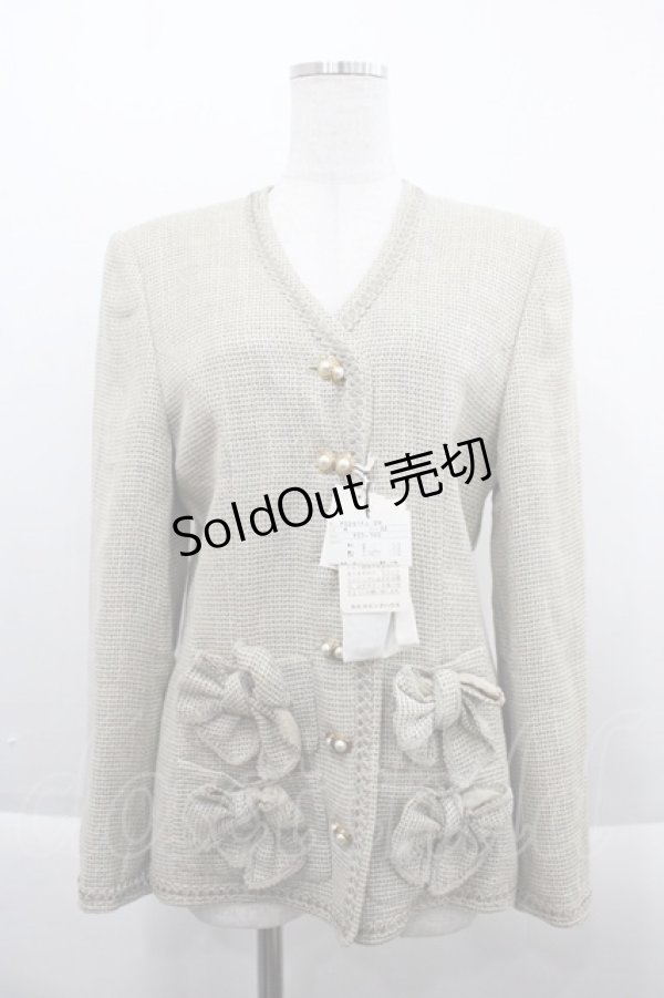 画像1: INGEBORG / 麻混リボンジャケット M ベージュ I-25-09-21-038-LO-JA-HD-ZI (1)