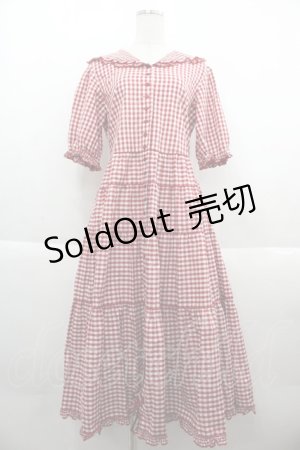 画像: PINK HOUSE / セーラーカラーギンガムチェックミディワンピース  赤チェック I-25-09-21-063-LO-OP-HD-ZI