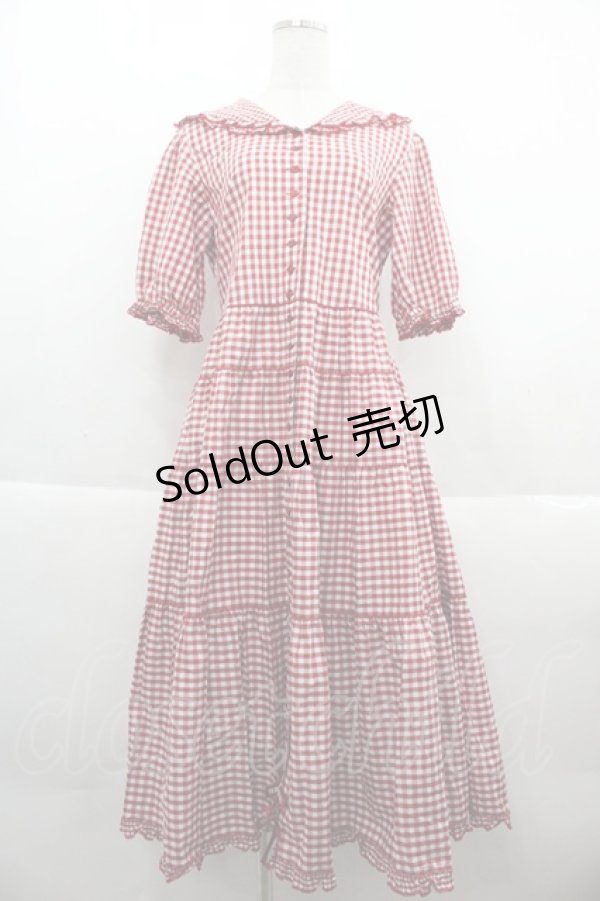 画像1: PINK HOUSE / セーラーカラーギンガムチェックミディワンピース  赤チェック I-25-09-21-063-LO-OP-HD-ZI (1)