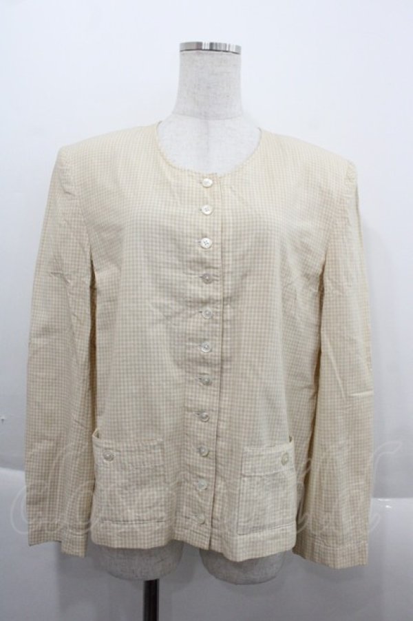 画像1: INGEBORG / ギンガムノーカラーブラウス S イエロー I-25-09-21-069-LO-BL-HD-ZI (1)