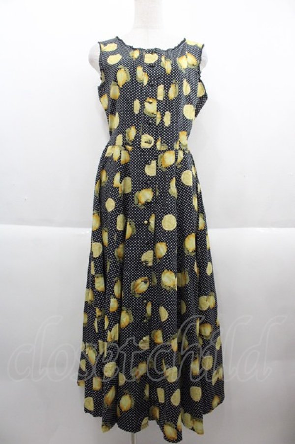 画像1: KETTY / レモンドットノースリーブワンピース  黒Ｘ黄色 I-25-09-21-075-EL-OP-HD-ZI (1)