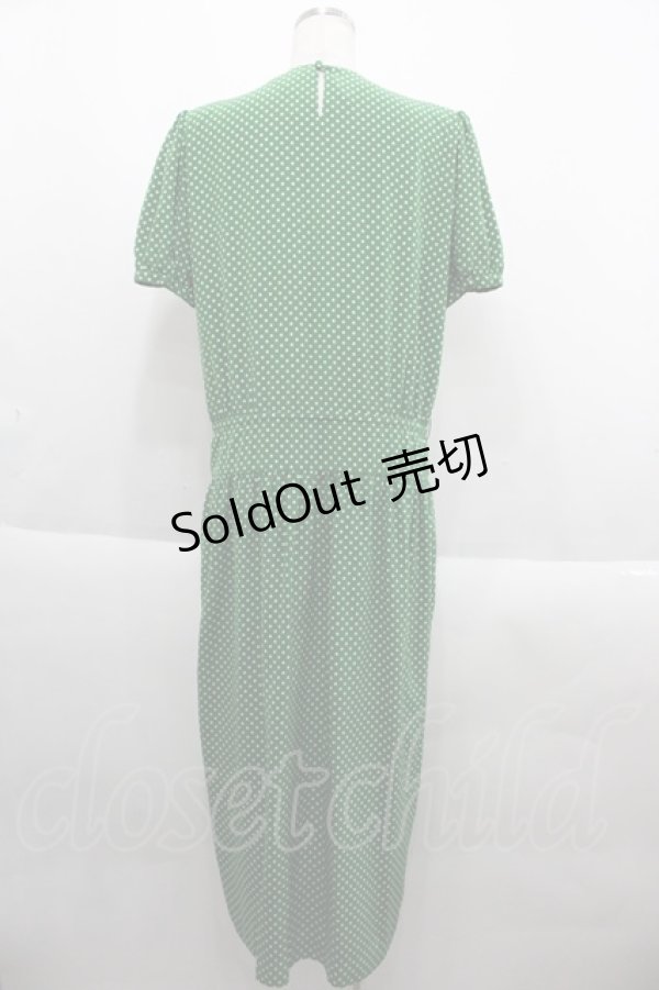 画像2: INGEBORG / 水玉半袖ワンピース  グリーン I-25-09-21-079-LO-OP-HD-ZI (2)