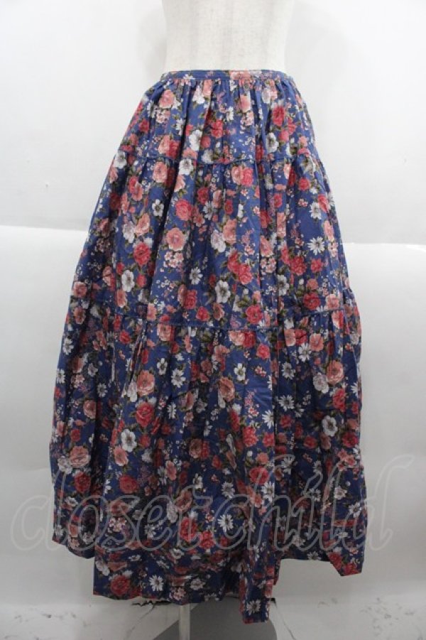 画像1: KETTY / フラワー総柄スカート  青 I-25-09-21-085-EL-SK-HD-ZI (1)