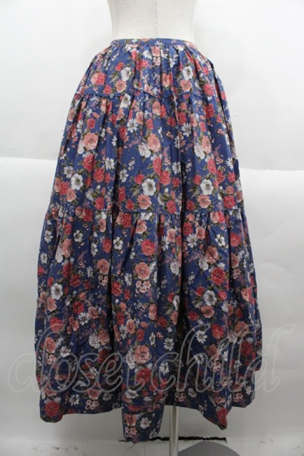 画像2: KETTY / フラワー総柄スカート  青 I-25-09-21-085-EL-SK-HD-ZI (2)