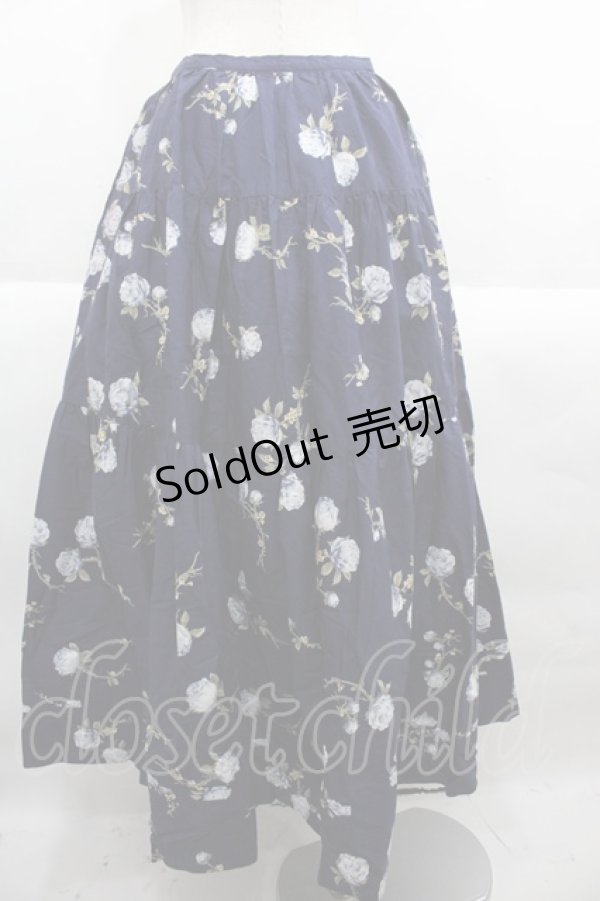 画像2: KETTY / オールドローズ柄スカート  青 I-25-09-21-086-EL-SK-HD-ZI (2)