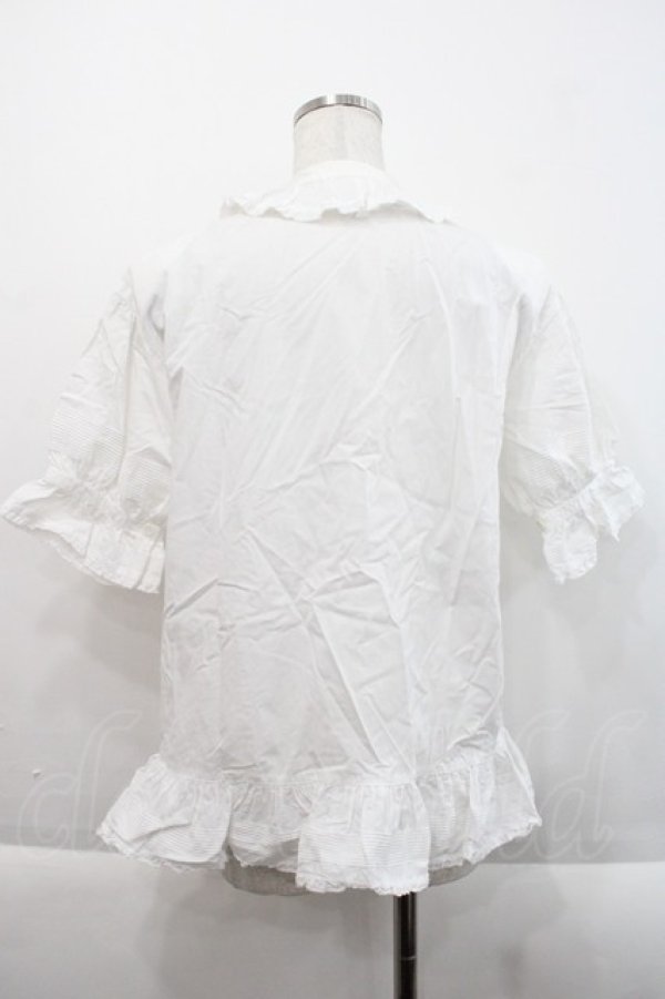 画像2: KETTY / フリルピンタック半袖オーバーブラウス  白 I-25-09-21-006-EL-BL-HD-ZI (2)