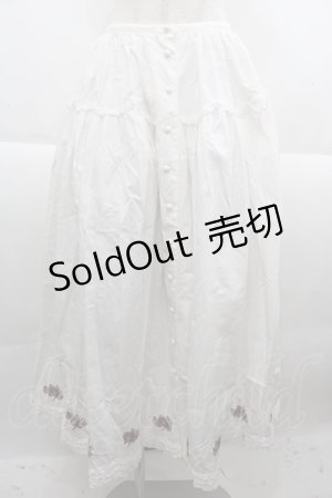 画像: KETTY / 裾ローズブーケ刺繍スカート  白Ｘ赤 I-25-09-21-091-EL-SK-HD-ZI