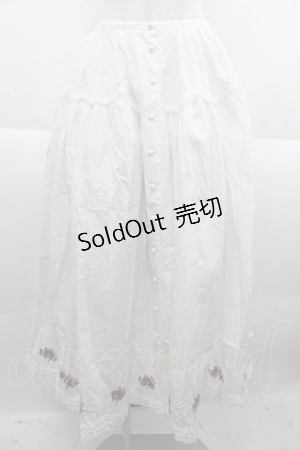 画像1: KETTY / 裾ローズブーケ刺繍スカート  白Ｘ赤 I-25-09-21-091-EL-SK-HD-ZI (1)