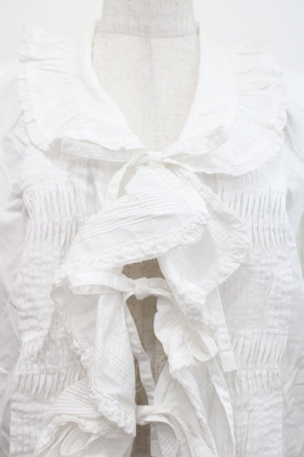 画像3: KETTY / フリルピンタック半袖オーバーブラウス  白 I-25-09-21-006-EL-BL-HD-ZI (3)