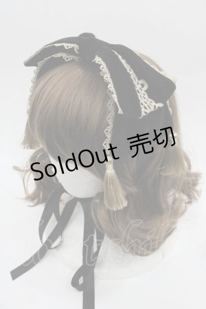 画像: axes femme kawaii / タッセル付リボンヘッドドレス  黒Ｘゴールド I-25-09-21-097-AX-AC-HD-ZI
